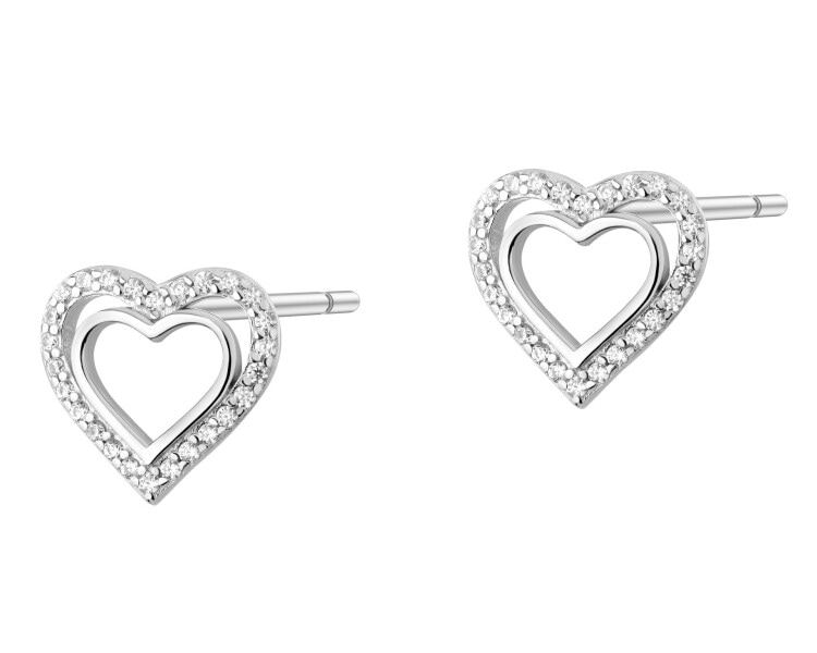 Stříbrné náušnice - srdce