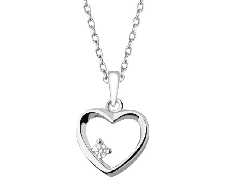 Stříbrný přívěsek se zirkonem - srdce