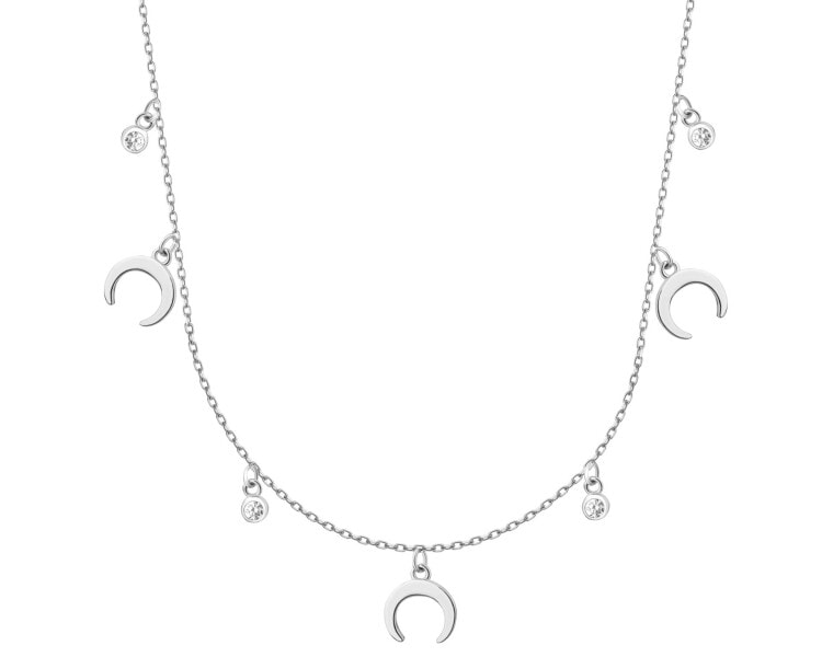 Stříbrný náhrdelník se zirkony - měsíce