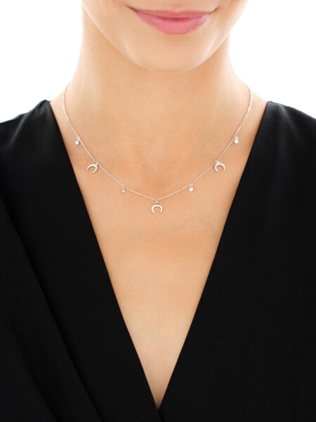 Stříbrný náhrdelník se zirkony - měsíce