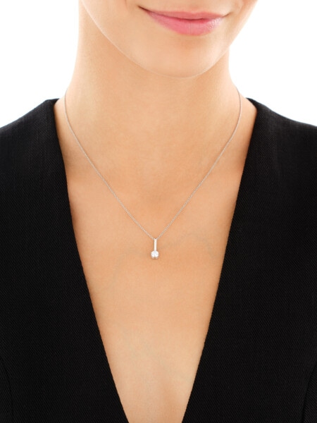 Rhodium Plated Silver Pendant with Cubic Zirconia