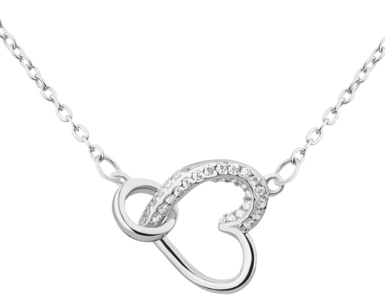 Rhodium Plated Silver Necklace with Cubic Zirconia