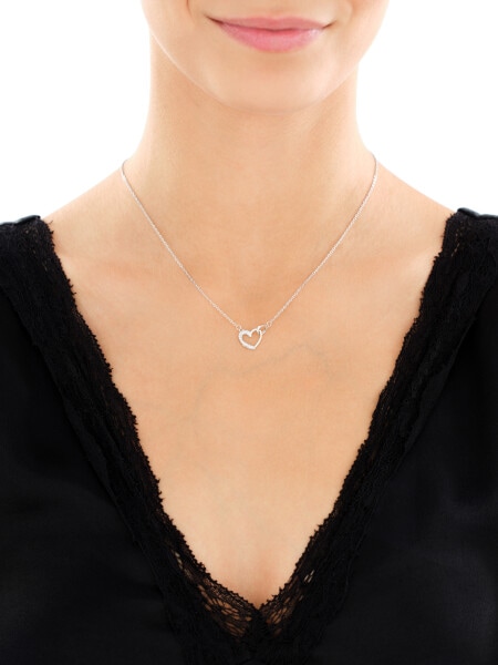 Rhodium Plated Silver Necklace with Cubic Zirconia