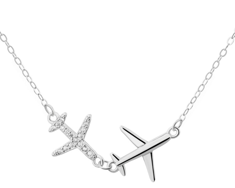 Rhodium Plated Silver Necklace with Cubic Zirconia