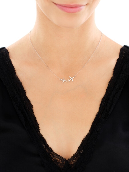 Rhodium Plated Silver Necklace with Cubic Zirconia