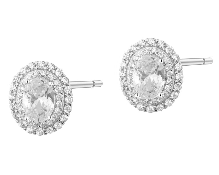 Rhodium Plated Silver Earrings with Cubic Zirconia
