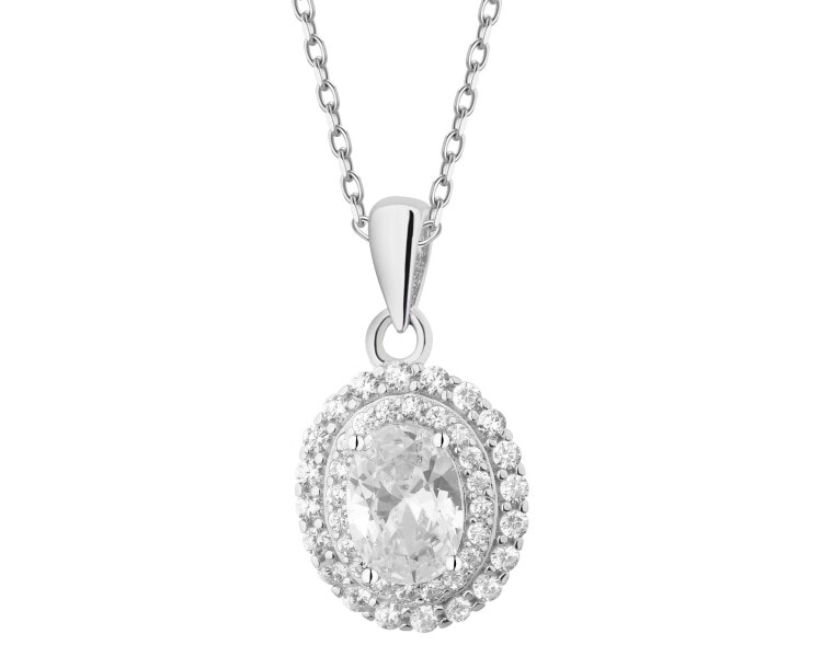 Rhodium Plated Silver Pendant with Cubic Zirconia