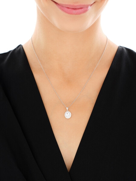 Rhodium Plated Silver Pendant with Cubic Zirconia