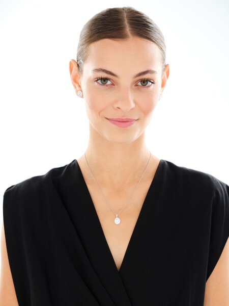 Rhodium Plated Silver Pendant with Cubic Zirconia