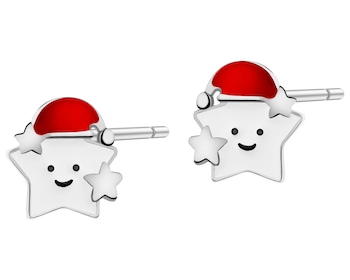 Stříbrné náunice se smaltem - hvězdy