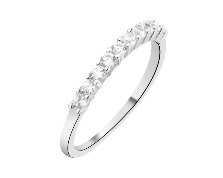 Rhodium Plated Silver Ring with Cubic Zirconia