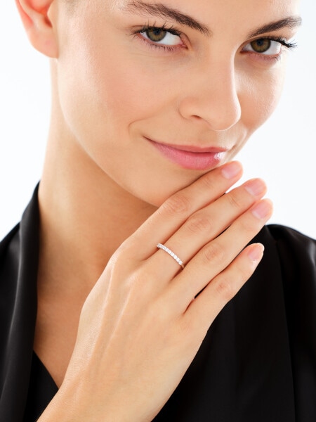 Rhodium Plated Silver Ring with Cubic Zirconia