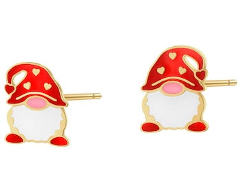 Zlaté náušnice se smaltem - skřítci