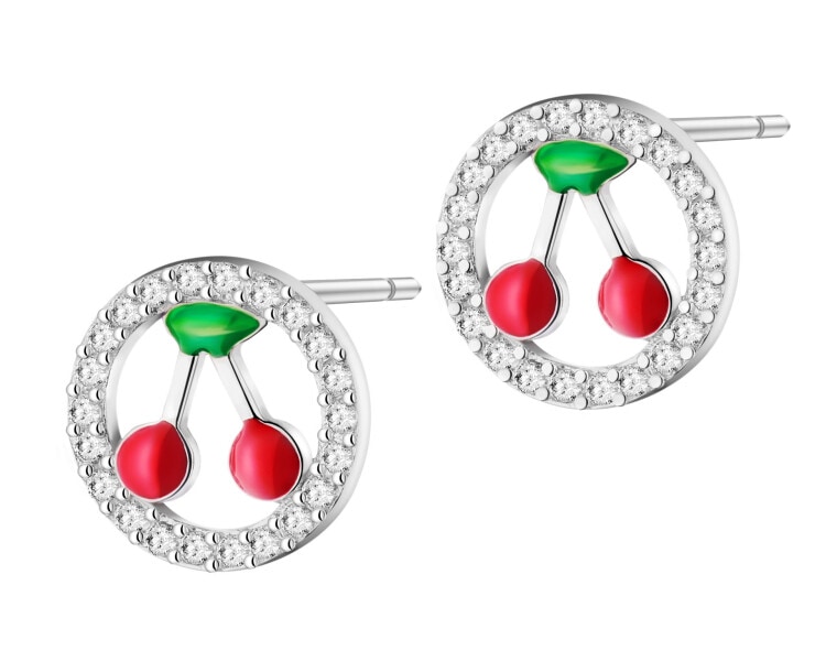Rhodium Plated Silver Earrings with Cubic Zirconia