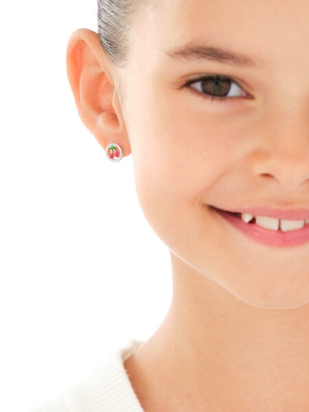 Rhodium Plated Silver Earrings with Cubic Zirconia