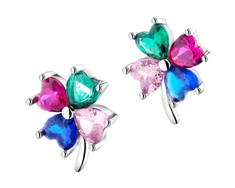 Rhodium Plated Silver Earrings with Cubic Zirconia