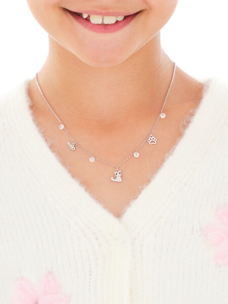 Rhodium Plated Silver Necklace with Cubic Zirconia