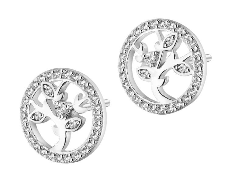 Rhodium Plated Silver Earrings with Cubic Zirconia