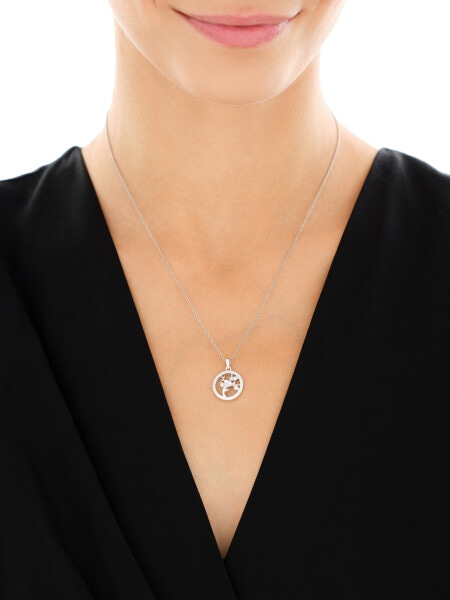 Rhodium Plated Silver Pendant with Cubic Zirconia