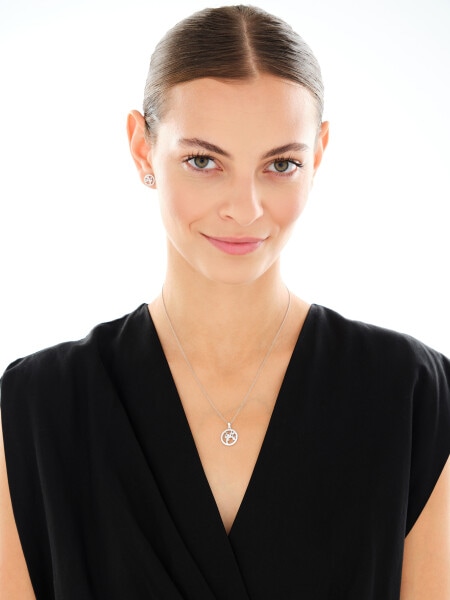 Rhodium Plated Silver Pendant with Cubic Zirconia