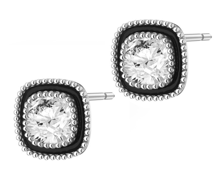 Rhodium Plated Silver Earrings with Cubic Zirconia