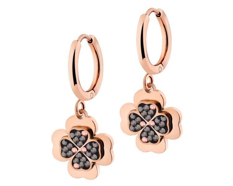 Kolczyki ze stali szlachetnej z markasytami - koniczyna