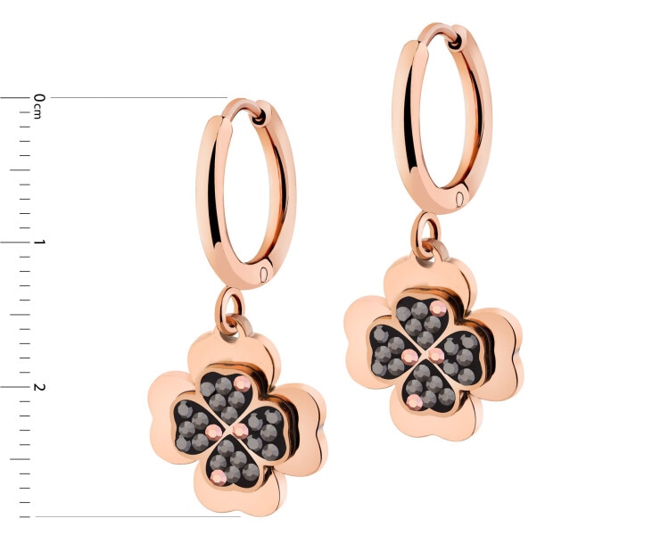 Kolczyki ze stali szlachetnej z markasytami - koniczyna