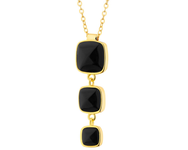 Gold-Plated Brass Necklace with Agate