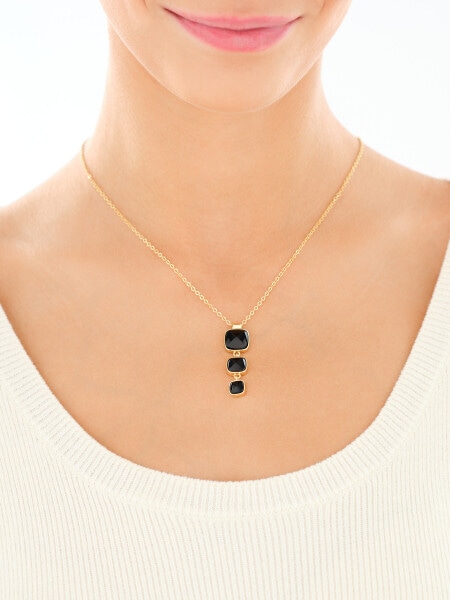 Gold-Plated Brass Necklace with Agate