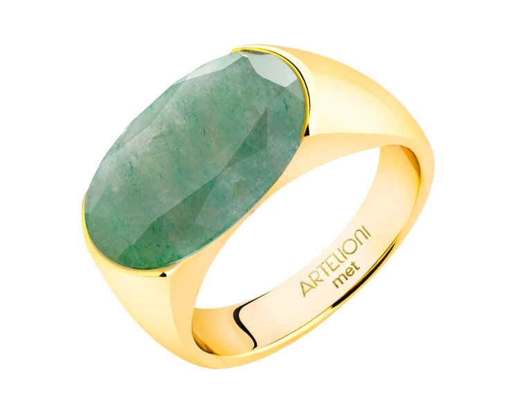 Pierścionek z mosiądzu pozłacany z awenturynem