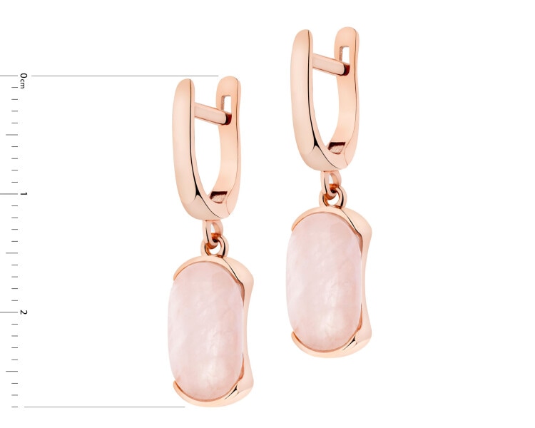 Gold-Plated Brass, Gold-Plated Silver Dangling Earring with Quartz