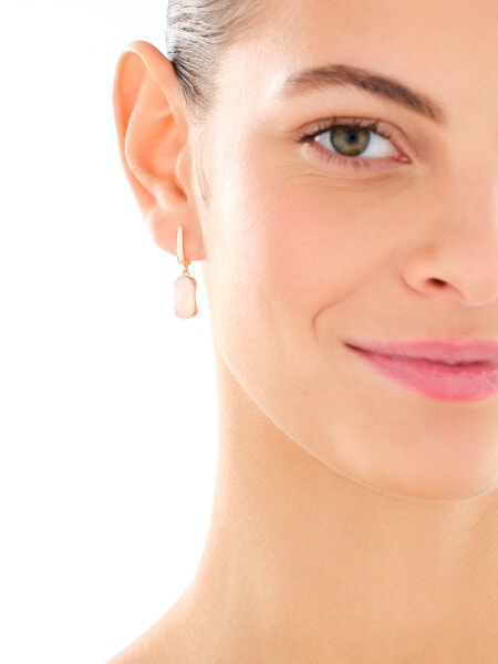 Gold-Plated Brass, Gold-Plated Silver Dangling Earring with Quartz