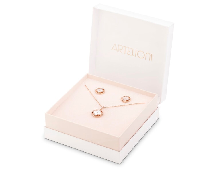 Gold-Plated Brass, Gold-Plated Silver Set with Cubic Zirconia