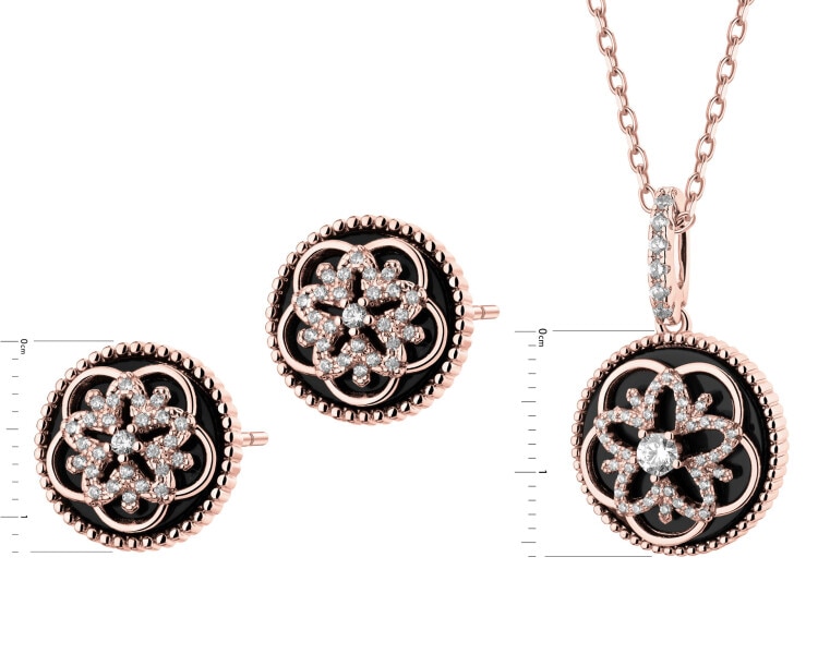 Gold-Plated Brass, Gold-Plated Silver Set with Cubic Zirconia