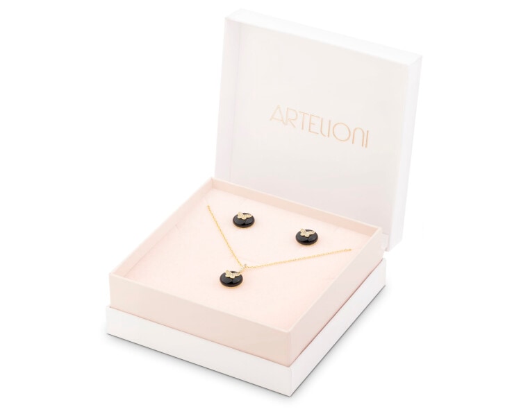 Gold-Plated Brass, Gold-Plated Silver Set with Cubic Zirconia