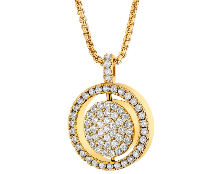 Naszyjnik z mosiądzu pozłacany z cyrkoniami i masą perłową - koło