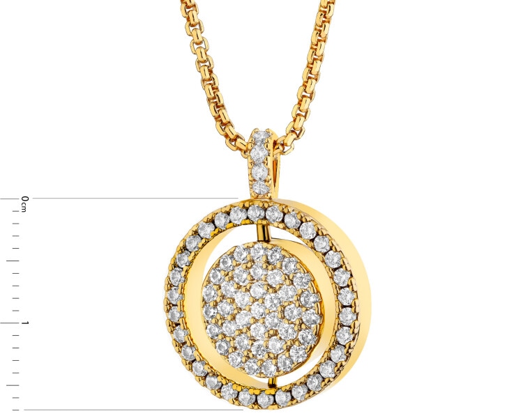 Naszyjnik z mosiądzu pozłacany z cyrkoniami i masą perłową - koło