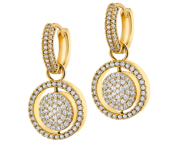 Kolczyki z mosiądzu pozłacane z cyrkoniami i masą perłową - koła