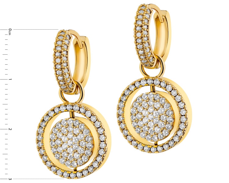 Kolczyki z mosiądzu pozłacane z cyrkoniami i masą perłową - koła