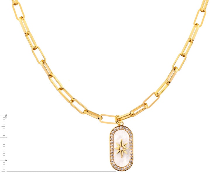 Gold-Plated Brass Necklace with Cubic Zirconia