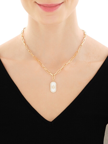 Gold-Plated Brass Necklace with Cubic Zirconia