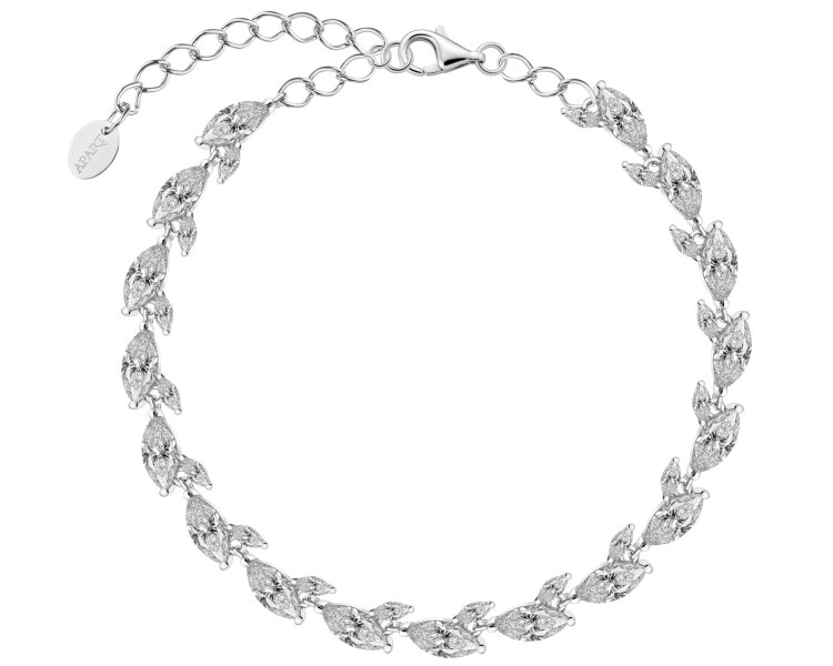 Rhodium Plated Silver Bracelet with Cubic Zirconia