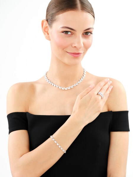 Rhodium Plated Silver Bracelet with Cubic Zirconia