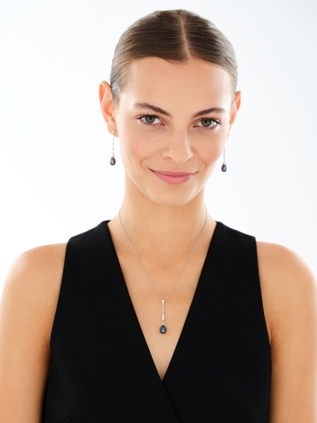 Rhodium Plated Silver Dangling Earring with Pearl