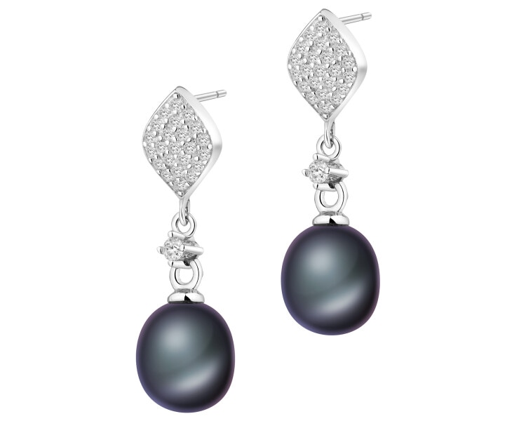 Stříbrné náušnice s perlami a zirkony