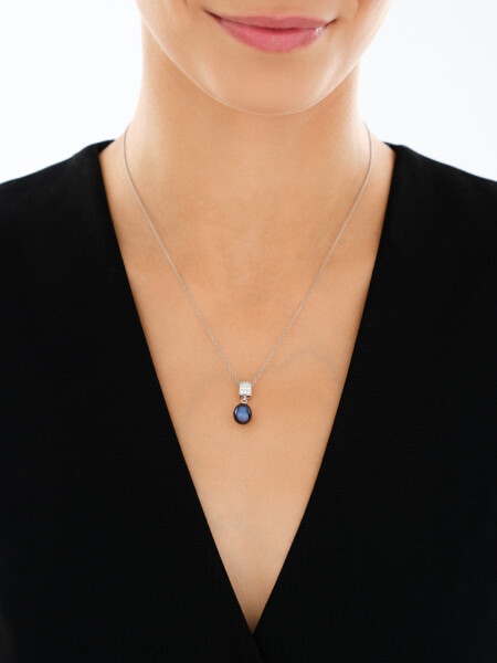 Rhodium Plated Silver Pendant with Pearl