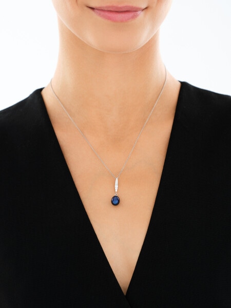 Rhodium Plated Silver Pendant with Pearl