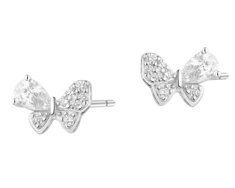 Rhodium Plated Silver Earrings with Cubic Zirconia