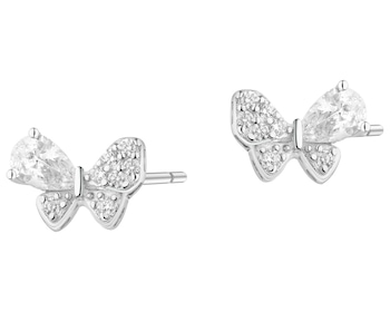 Stříbrné náušnice se zirkony - motýli