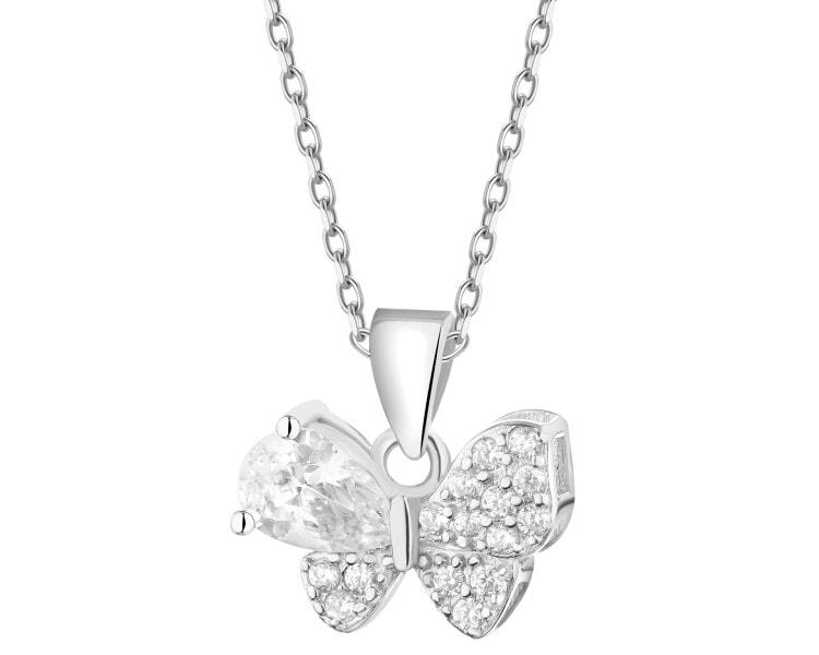 Rhodium Plated Silver Pendant with Cubic Zirconia